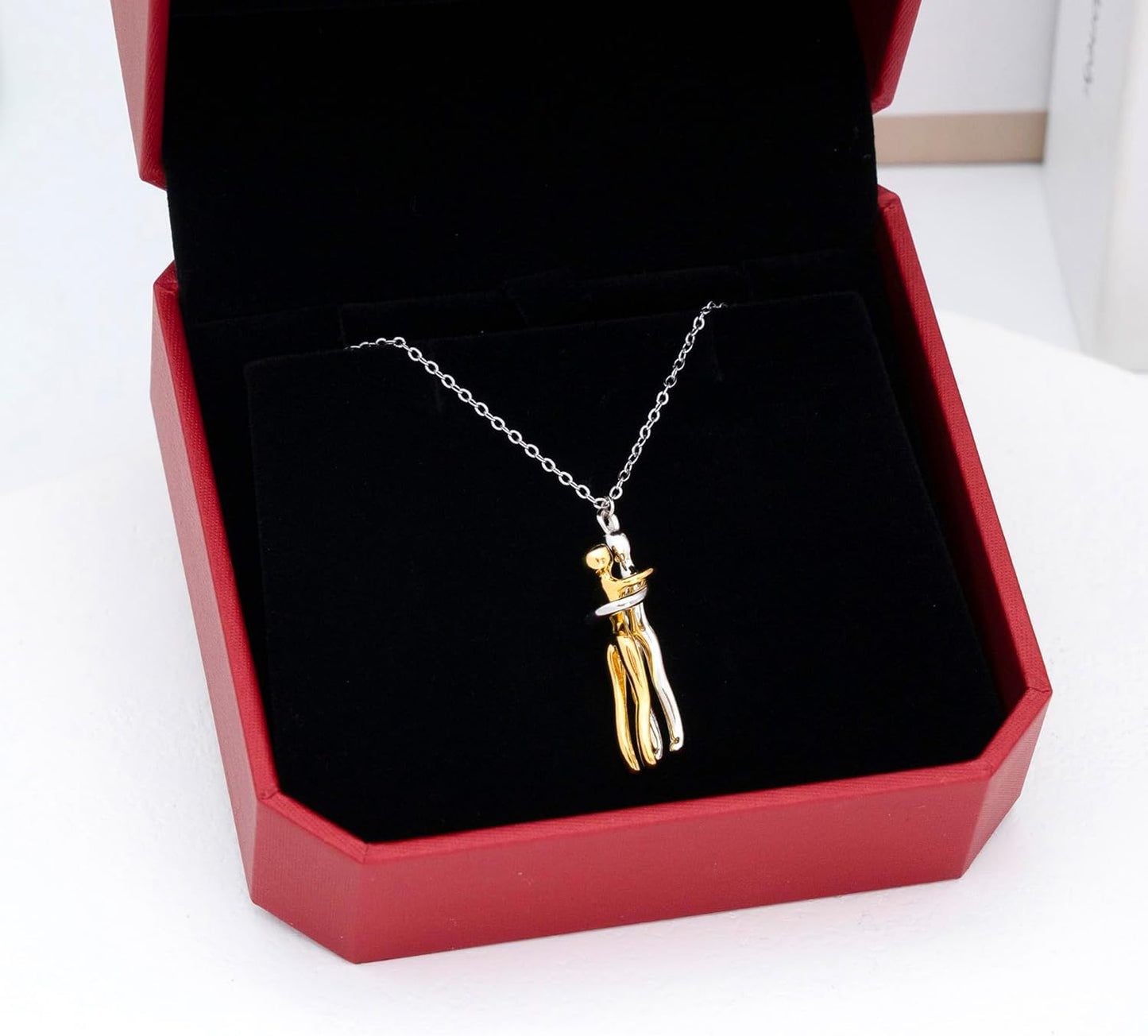 Luxury Couple Hug Necklace: Genuine 925 Silver & Amp; Gold, A Symbol of Lasting Love